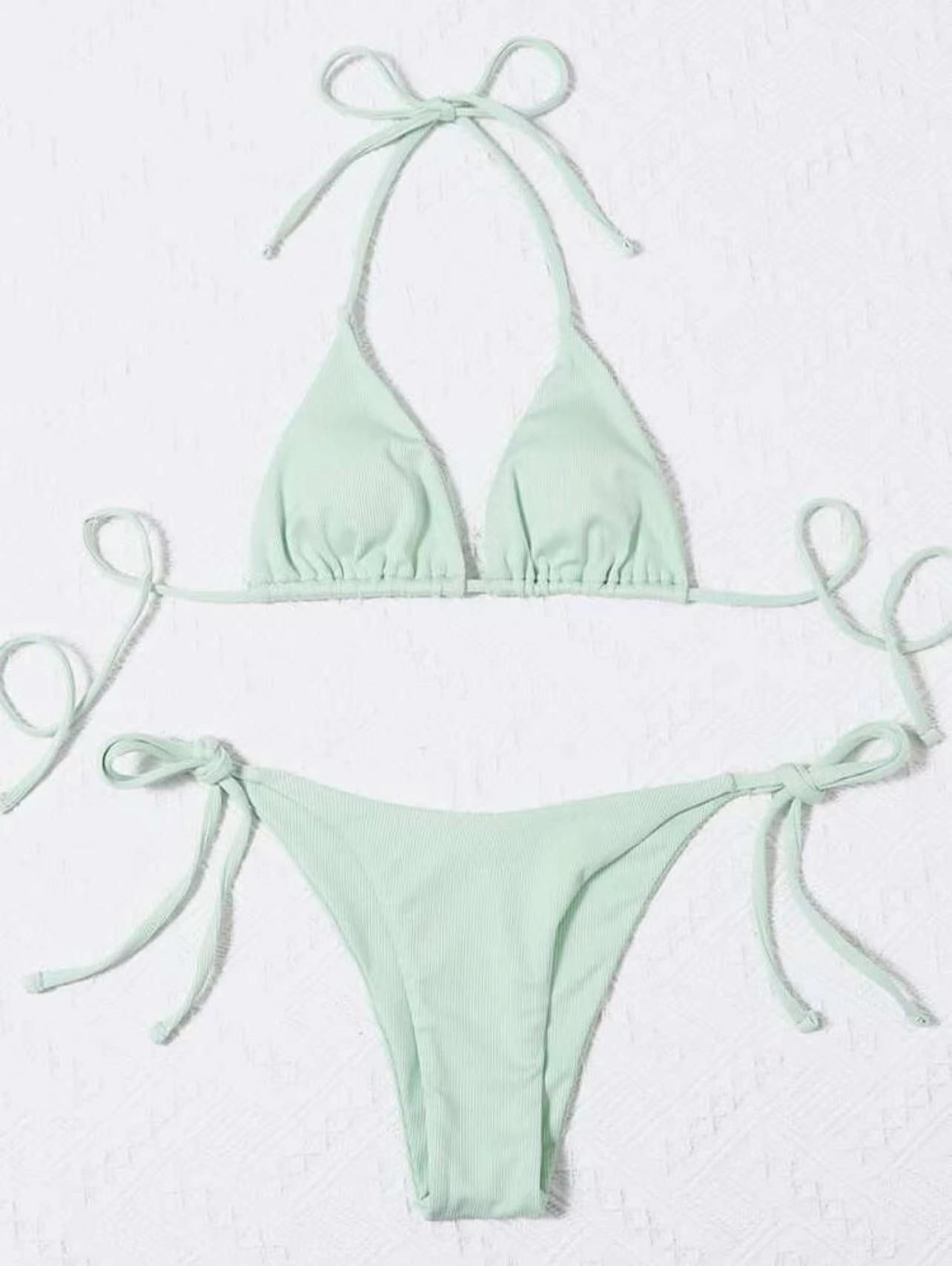 (4 days ready to ship) SY three-point small sunken stripe split bikini