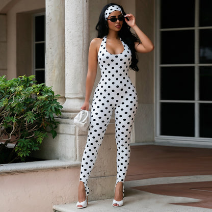 DZHT D26JP270 hair band halter strap backless step-on one-piece trousers