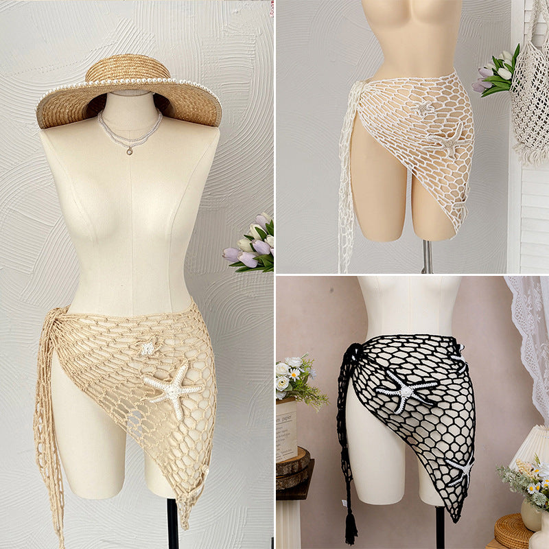 CYB starfish hand crocheting beach triangle shawl fishnet sunscreen beach towel