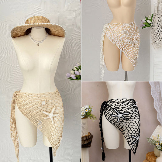 CYB starfish hand crocheting beach triangle shawl fishnet sunscreen beach towel