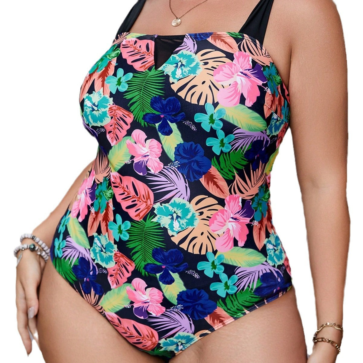 LF (L-4XL) bikini sexy suit one-piece color printing plus size swimsuit