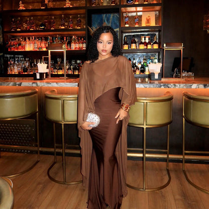 SXR spring pullover shawl Sexy Slim-fit long suspender dress suit