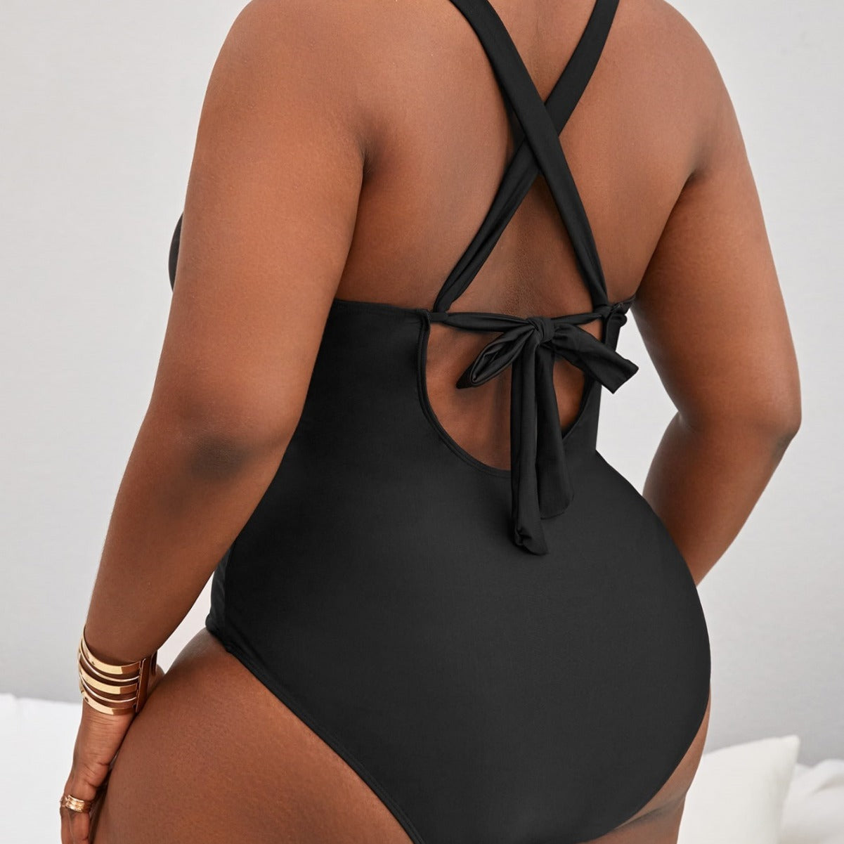 LF (L-4XL) bikini sexy suit one-piece solid color multi-color plus size swimsuit