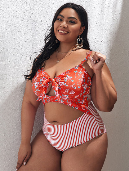 LF (L-4XL) swimsuit women's one piece sexy plus size floral
