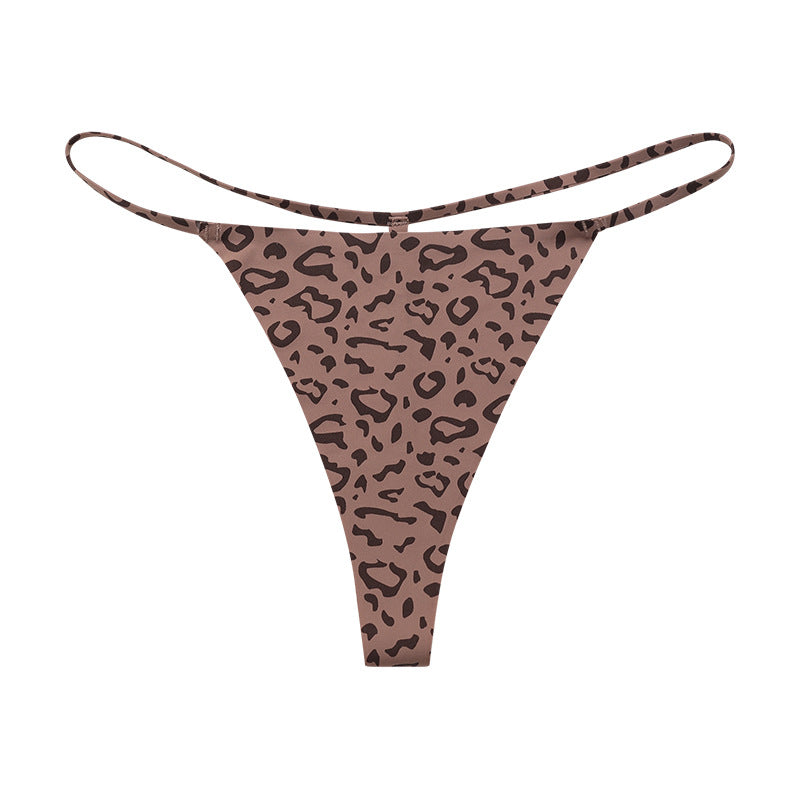 Low waist T-shaped panties seamless Ice Silk plus size a rope underwear animal pattern sports quick-drying T-back