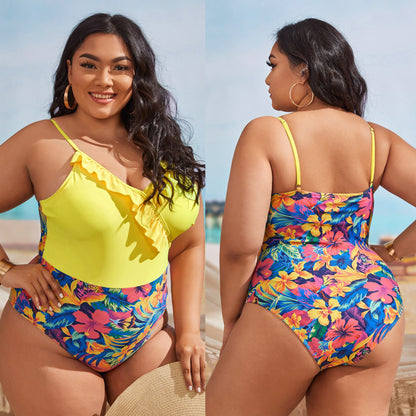 LF (L-4XL) 2026 printed swimsuit for women one piece sexy plus size