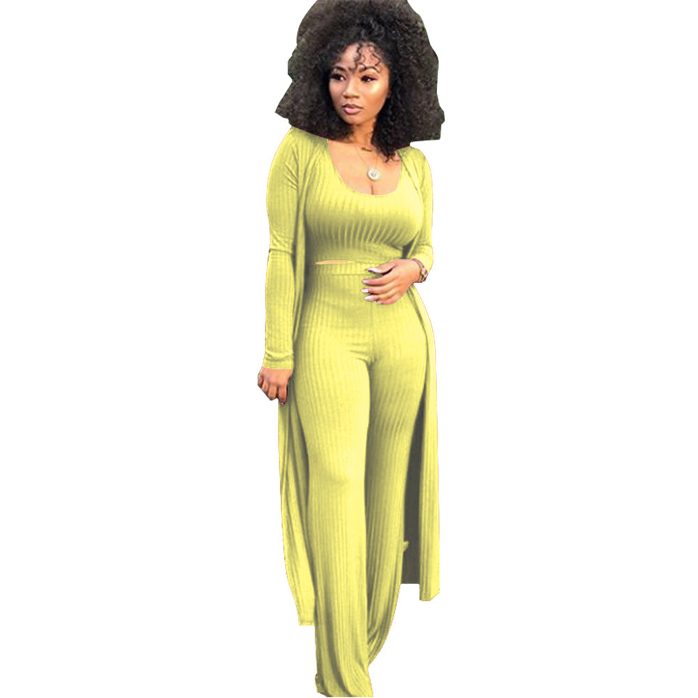MYF (S-2XL) high elastic sunken stripe three-piece suit