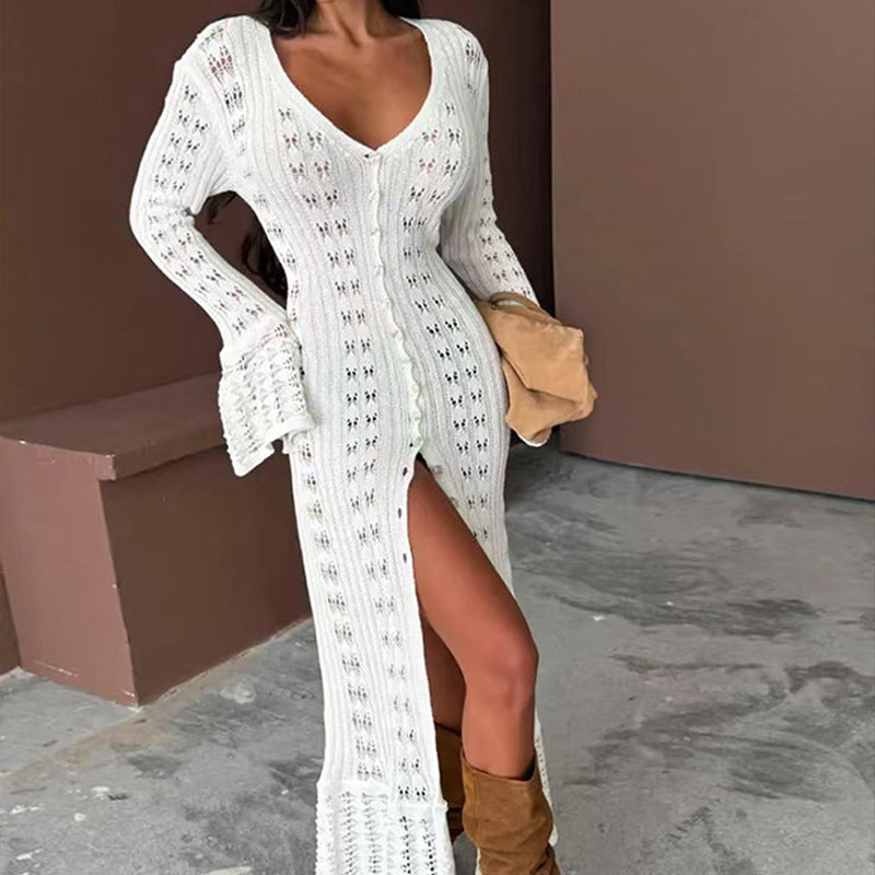 CYB knitted cardigan coat bell sleeve V-neck blouse