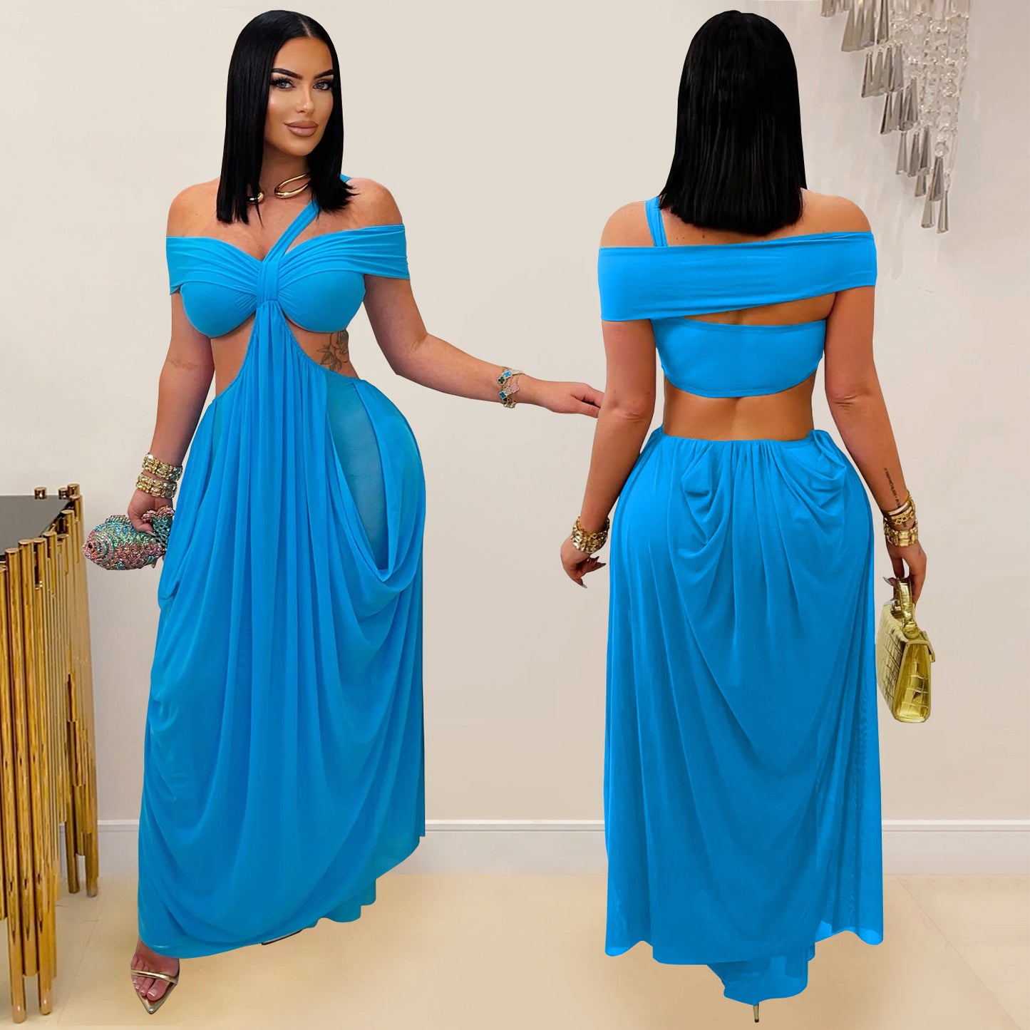 XYZ C7430 bandeau slim-fit sheer mesh dress