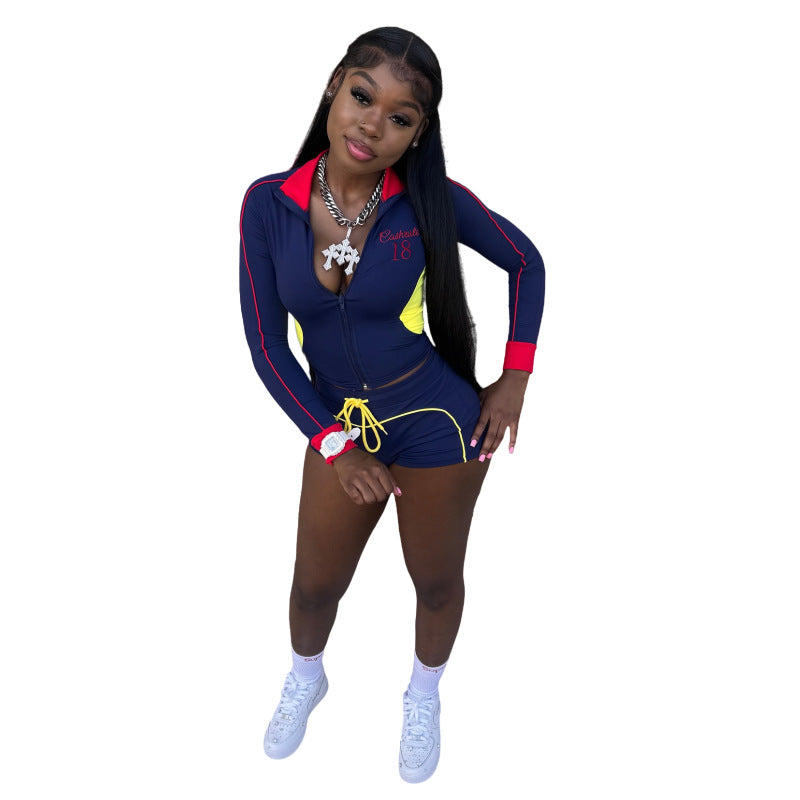 MZ (S-2XL) MZ88660 embroidery contrast color stretch sportswear