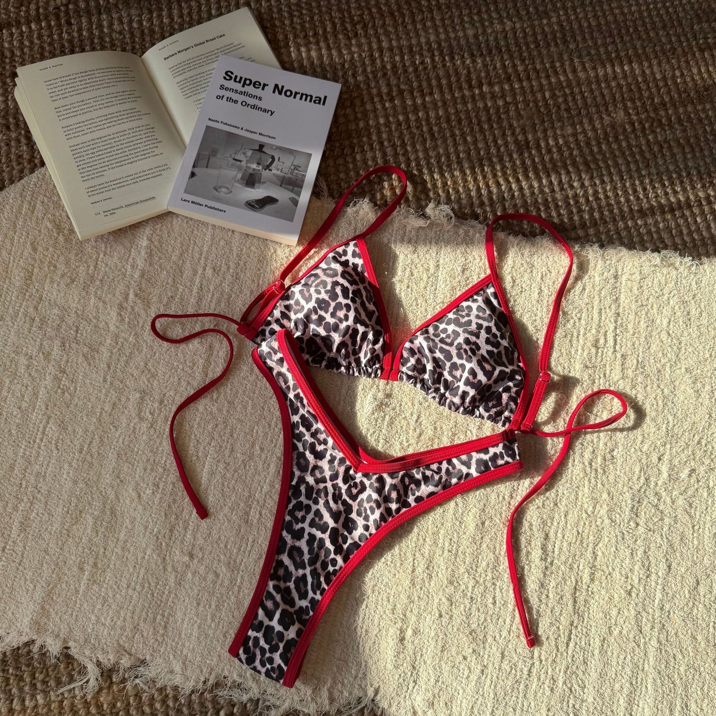 (4 days ready to ship) SY women's split leopard print triangle bandage swimsuit bikini