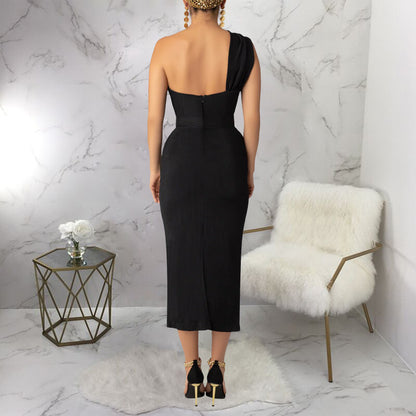 MYF (S-2XL) 20146 shoulder backless dress