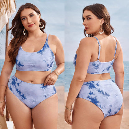 LF (L-4XL) 2026 swimsuit female large size for girl printed split sexy color