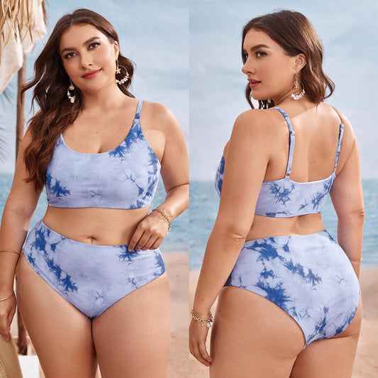 LF (L-4XL) 2026 swimsuit female large size for girl printed split sexy color