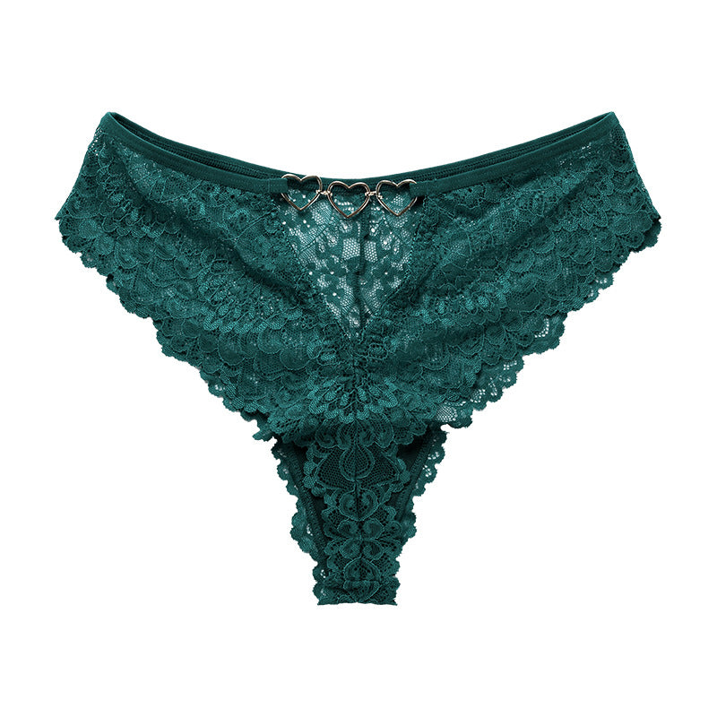 Sexy lace see-through plus size T-type pants metal buckle cotton crotch T-back