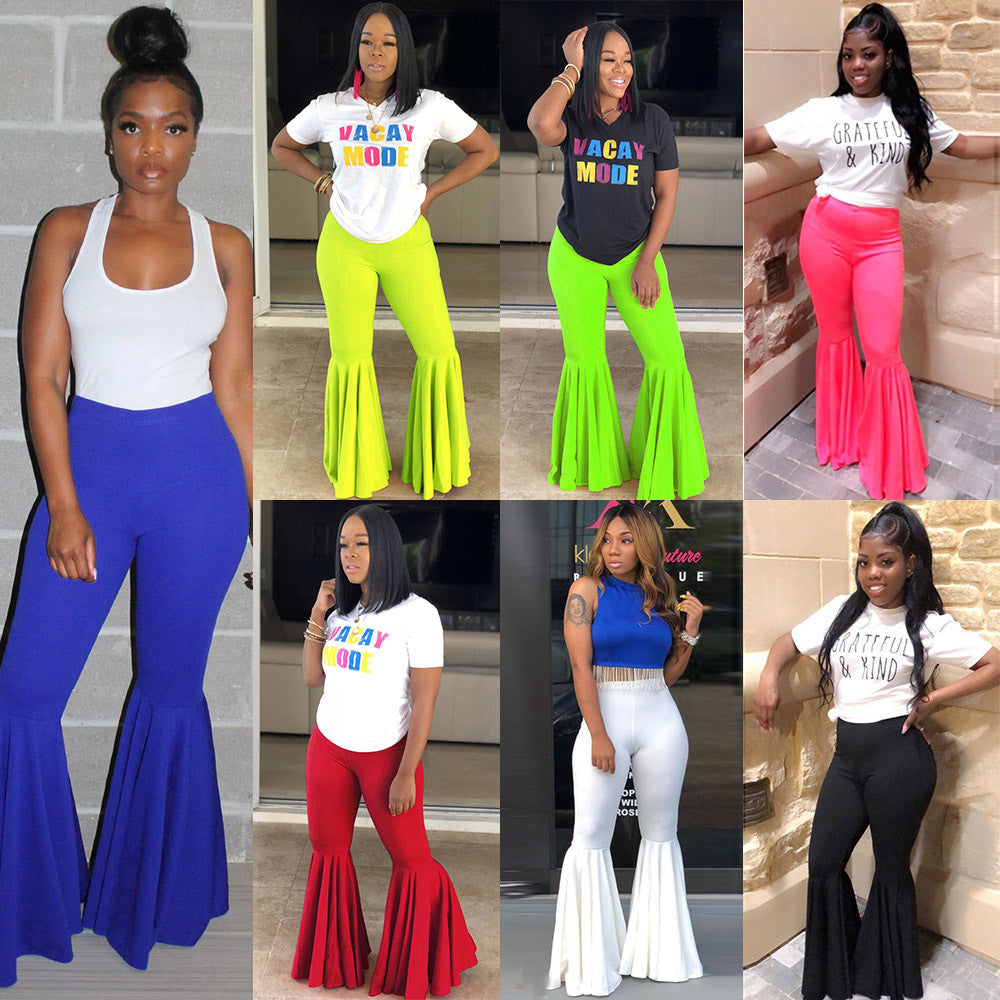 GY (S-5XL) K8825 slim-fit ruffled nightclub pants