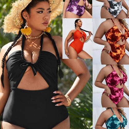 LF (L-4XL) multi-color tie-dye bikini plus size split sexy lace-up