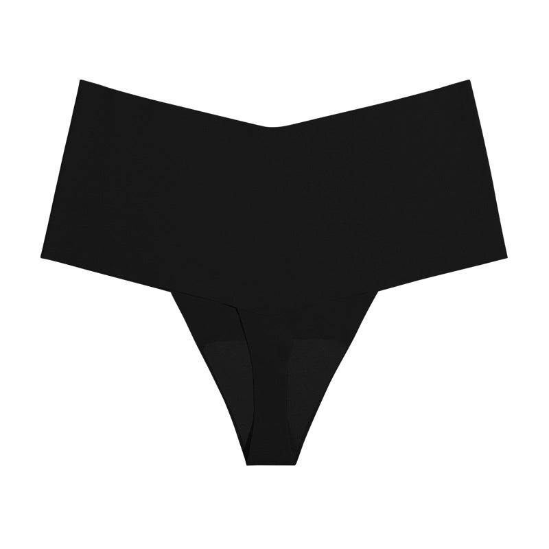 Seamless ice silk T-shaped cotton crotch underwear high waist large size