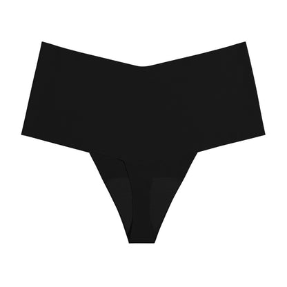 Seamless ice silk T-shaped cotton crotch underwear high waist large size