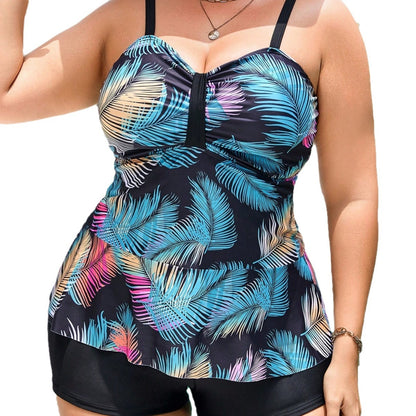 LF (L-4XL) bikini sexy suit split color printing plus size swimsuit