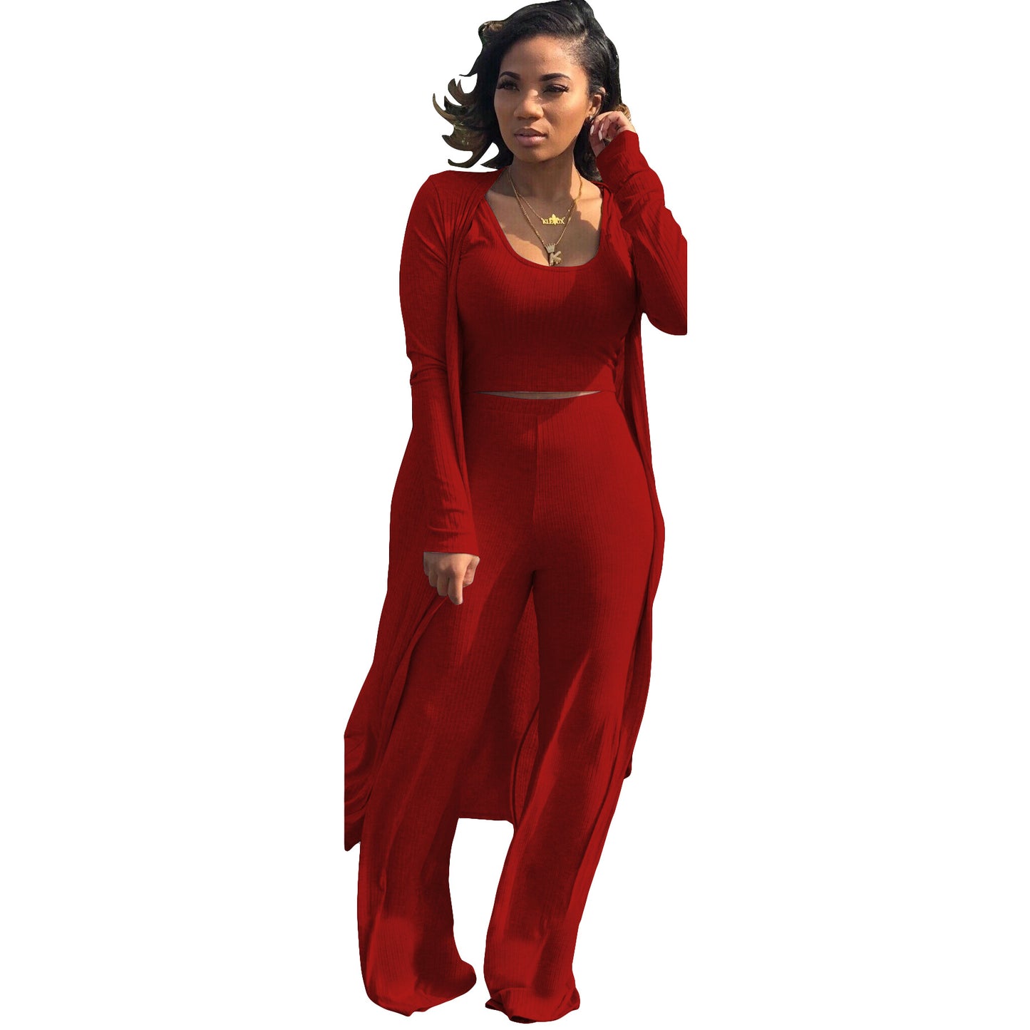 MYF (S-2XL) high elastic sunken stripe three-piece suit