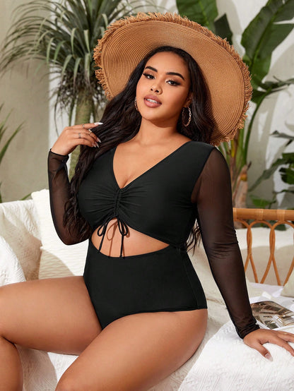 LF (L-4XL) bikini sexy suit split solid color plus size swimsuit
