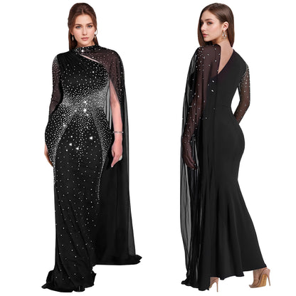 XYZ C7397 sheath mesh rhinestone dress