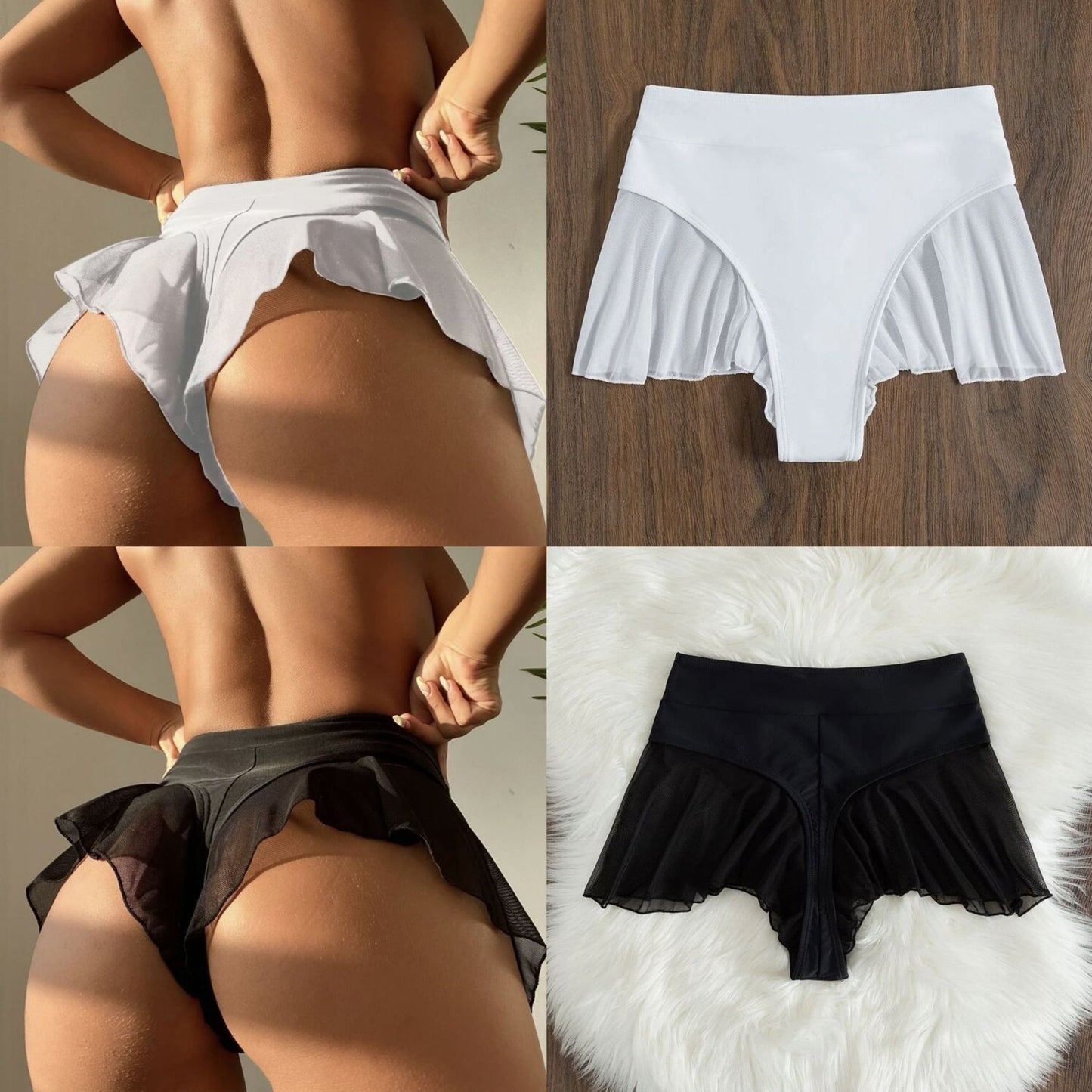 (4 days ready to ship) SY hip flying mesh stitching T-back bikini