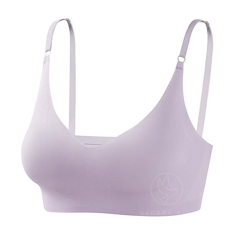 Plus size traceless adjustable push up underwear V-neck without steel ring bra bra thin mould Cup