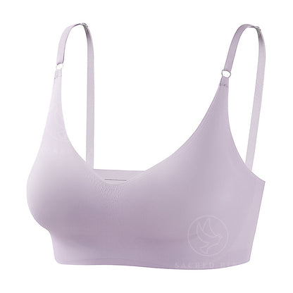 Plus size traceless adjustable push up underwear V-neck without steel ring bra bra thin mould Cup