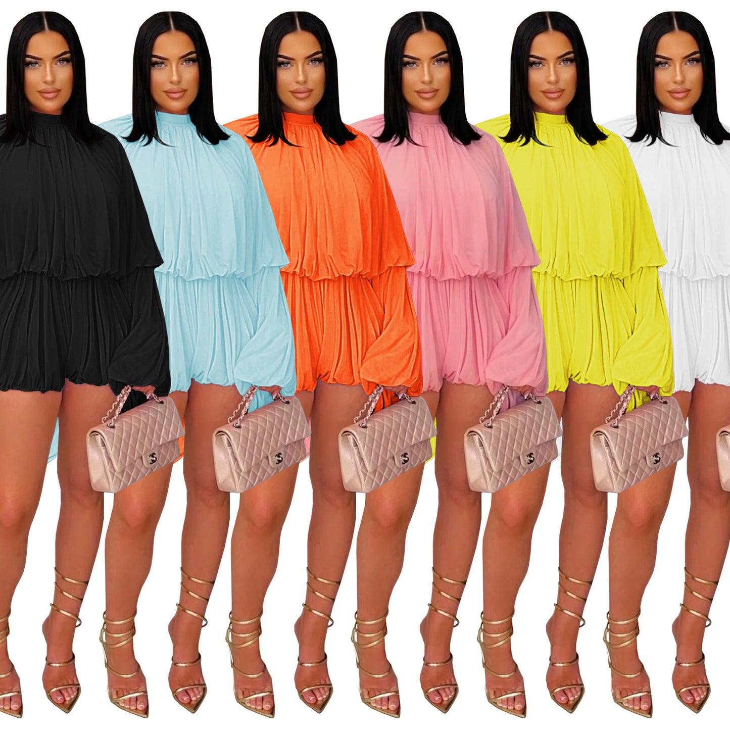 XYZ C7432 casual pleated one-piece shorts