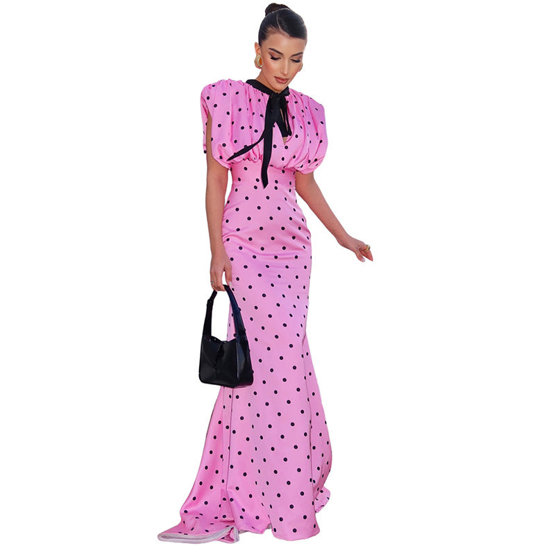 SXR K6D10158A summer polka dot collar waist dress