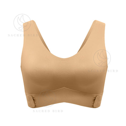 Side open buckle without steel ring side drawing gathering bra seamless thin breathable workout exercise underwear