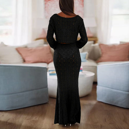 CYB long-sleeved sweater sheath skirt two-piece set