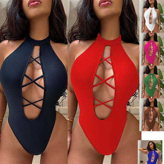 One-piece swimsuit bikini halter bikini6629