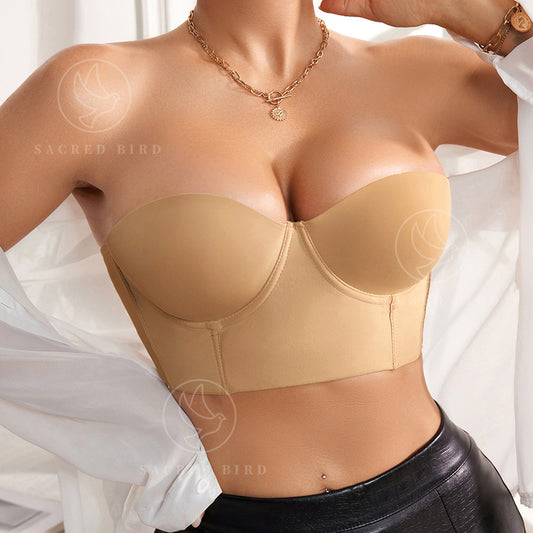 Strapless bandeau thin underwear non-slip inner anti-exposure with steel ring anti-SAG bra