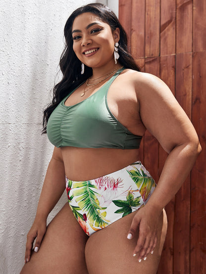 LF (L-4XL) swimsuit women's split sexy plus size floral