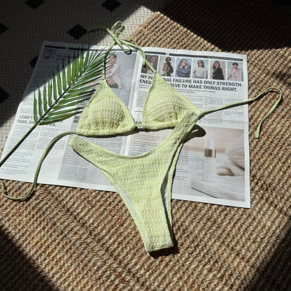 (4 days ready to ship) SY sweet drawstring strap split swimsuit bikini