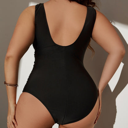 LF (L-4XL) sexy suit one-piece solid color multi-color plus size swimsuit