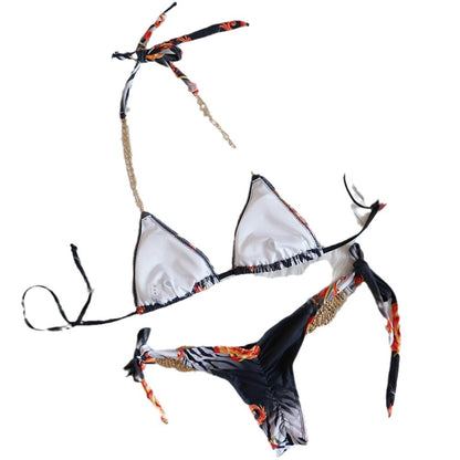 Sexy lace-up luxury rhinestone bikini three-piece set