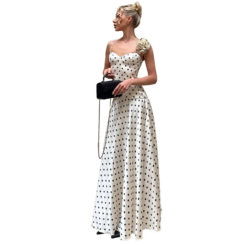 SXR K6S09677A French style temperament sling waist-slimming long dress dress suit