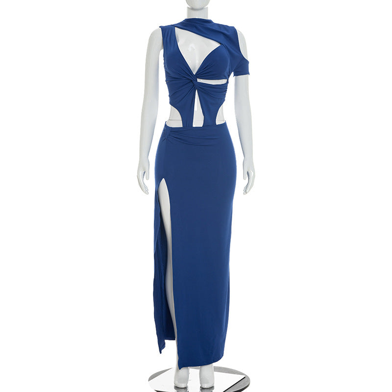 DZHT J26DS017 fashion dignified hollow St. Tropez one-sleeve dress