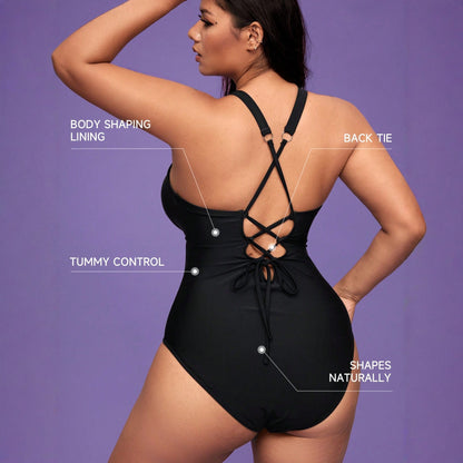 CL (L-4XL) 2026 plus size swimsuit one piece height waistline sexy cross sling adjustable