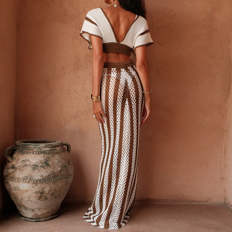 CYB Амазонка knitted tied top suit bikini beach cover-up skirt