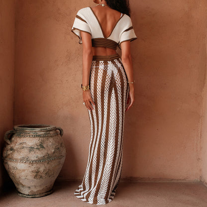 CYB Амазонка knitted tied top suit bikini beach cover-up skirt