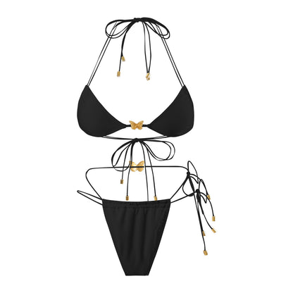 (4 days ready to ship) SY elastic string butterfly ornament bikini split triangle bag strap women