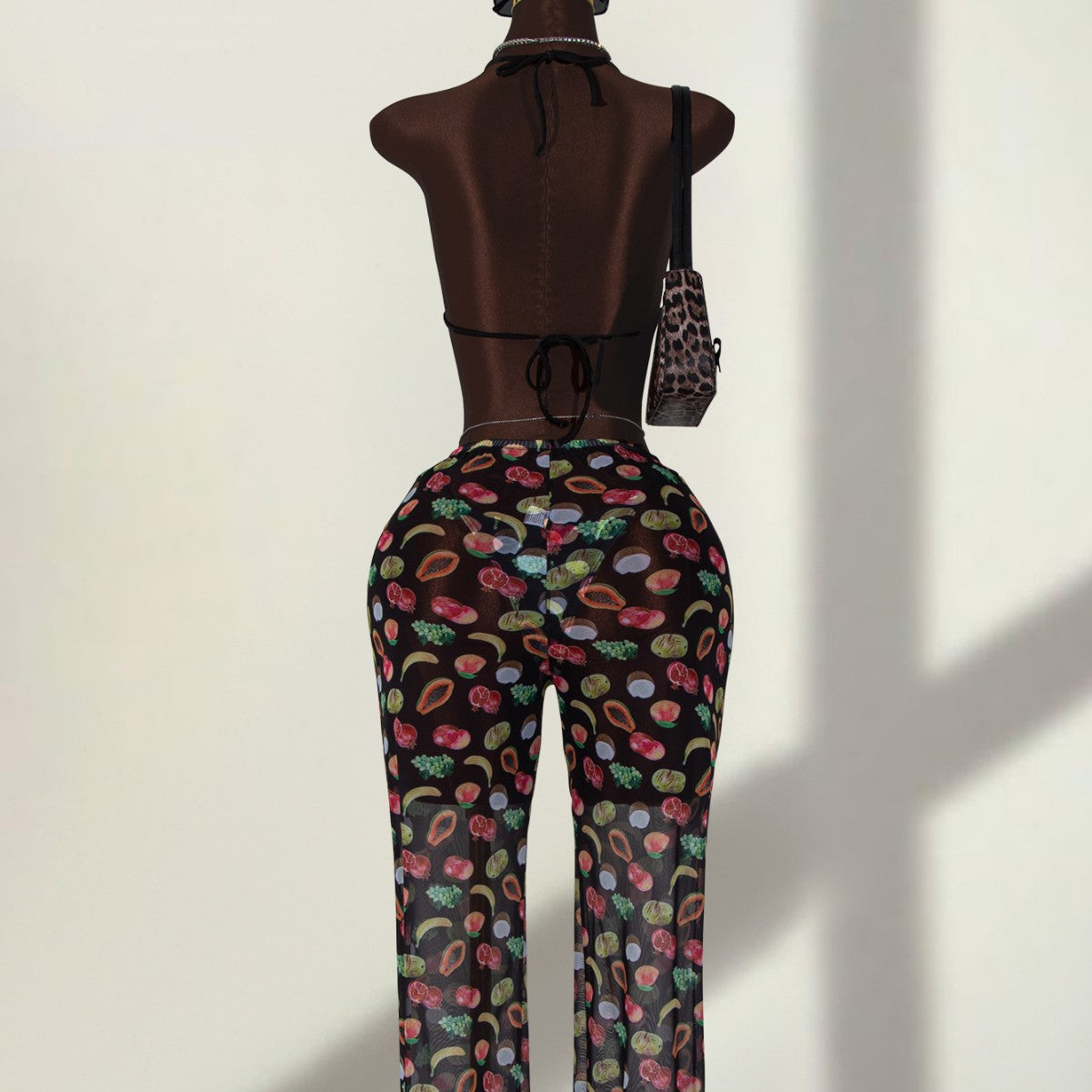 (4 days ready to ship) SY 2026 printed three-piece set halter lace-up bikini
