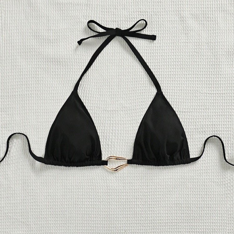 CL (L-4XL) 2026 metal halter triangle cup sexy bikini plus size swimsuit female bikini