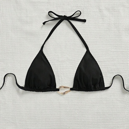 CL (L-4XL) 2026 metal halter triangle cup sexy bikini plus size swimsuit female bikini