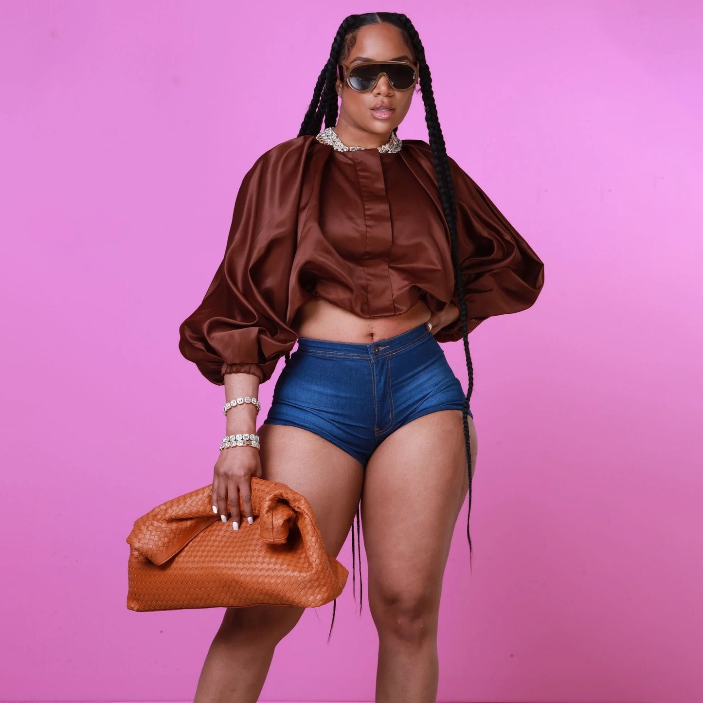 MYF (S-2XL) 10873 batwing sleeve zipper jacket short top